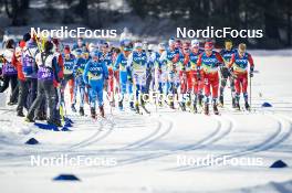 05.03.2023, Planica, Slovenia (SLO): Federico Pellegrino (ITA), William Poromaa (SWE), Didrik Toenseth (NOR), Johannes Hoesflot Klaebo (NOR), Paal Golberg (NOR), Martin Loewstroem Nyenget (NOR), (l-r)  - FIS nordic world ski championships cross-country, mass men, Planica (SLO). www.nordicfocus.com. © Thibaut/NordicFocus. Every downloaded picture is fee-liable.