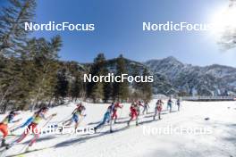 04.03.2023, Planica, Slovenia (SLO): Anja Weber (SUI), Katherine Stewart-Jones (CAN), Krista Parmakoski (FIN), Johanna Matintalo (FIN), Tiril Udnes Weng (NOR), +0+, Teresa Stadlober (AUT), Katharina Hennig (GER), Nadine Faehndrich (SUI), Kerttu Niskanen (FIN), Ebba Andersson (SWE), (l-r)  - FIS nordic world ski championships cross-country, mass women, Planica (SLO). www.nordicfocus.com. © Modica/NordicFocus. Every downloaded picture is fee-liable.