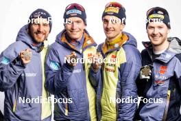 22.02.2023, Planica, Slovenia (SLO): Albert Kuchler (GER), Janosch Brugger (GER), Jonas Dobler (GER), Friedrich Moch (GER), (l-r)  - FIS nordic world ski championships cross-country, medals, Planica (SLO). www.nordicfocus.com. © Modica/NordicFocus. Every downloaded picture is fee-liable.