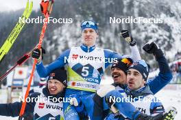 03.03.2023, Planica, Slovenia (SLO): Iivo Niskanen (FIN), Niko Anttola (FIN), Perttu Hyvarinen (FIN), Ristomatti Hakola (FIN), (l-r)  - FIS nordic world ski championships cross-country, relay men, Planica (SLO). www.nordicfocus.com. © Thibaut/NordicFocus. Every downloaded picture is fee-liable.