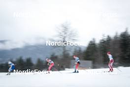 03.03.2023, Planica, Slovenia (SLO): Jens Burman (SWE), Hugo Lapalus (FRA), Antoine Cyr (CAN), Jonas Baumann (SUI), (l-r)  - FIS nordic world ski championships cross-country, relay men, Planica (SLO). www.nordicfocus.com. © Modica/NordicFocus. Every downloaded picture is fee-liable.