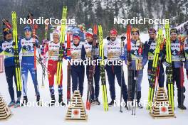 03.03.2023, Planica, Slovenia (SLO): Perttu Hyvarinen (FIN), Niko Anttola (FIN), Johannes Hoesflot Klaebo (NOR), Simen Hegstad Krueger (NOR), Paal Golberg (NOR), Hans Christer Holund (NOR), Jonas Dobler (GER), Janosch Brugger (GER), Albert Kuchler (GER), (l-r)  - FIS nordic world ski championships cross-country, relay men, Planica (SLO). www.nordicfocus.com. © Thibaut/NordicFocus. Every downloaded picture is fee-liable.