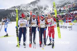 03.03.2023, Planica, Slovenia (SLO): Hans Christer Holund (NOR), Paal Golberg (NOR), Simen Hegstad Krueger (NOR), Johannes Hoesflot Klaebo (NOR), (l-r)  - FIS nordic world ski championships cross-country, relay men, Planica (SLO). www.nordicfocus.com. © Thibaut/NordicFocus. Every downloaded picture is fee-liable.