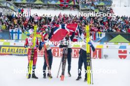 03.03.2023, Planica, Slovenia (SLO): Johannes Hoesflot Klaebo (NOR), Simen Hegstad Krueger (NOR), Paal Golberg (NOR), Hans Christer Holund (NOR), (l-r)  - FIS nordic world ski championships cross-country, relay men, Planica (SLO). www.nordicfocus.com. © Modica/NordicFocus. Every downloaded picture is fee-liable.