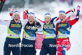 02.03.2023, Planica, Slovenia (SLO): Tiril Udnes Weng (NOR), Astrid Oeyre Slind (NOR), Ingvild Flugstad Oestberg (NOR), Anne Kjersti Kalvaa (NOR), (l-r)  - FIS nordic world ski championships cross-country, relay women, Planica (SLO). www.nordicfocus.com. © Thibaut/NordicFocus. Every downloaded picture is fee-liable.