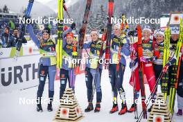 02.03.2023, Planica, Slovenia (SLO): Laura Gimmler (GER), Katharina Hennig (GER), Pia Fink (GER), Victoria Carl (GER), Tiril Udnes Weng (NOR), Astrid Oeyre Slind (NOR), Ingvild Flugstad Oestberg (NOR), (l-r)  - FIS nordic world ski championships cross-country, relay women, Planica (SLO). www.nordicfocus.com. © Thibaut/NordicFocus. Every downloaded picture is fee-liable.