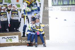 02.03.2023, Planica, Slovenia (SLO): Emma Ribom (SWE), Ebba Andersson (SWE), Frida Karlsson (SWE), Maja Dahlqvist (SWE), (l-r)  - FIS nordic world ski championships cross-country, relay women, Planica (SLO). www.nordicfocus.com. © Thibaut/NordicFocus. Every downloaded picture is fee-liable.