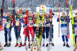 02.03.2023, Planica, Slovenia (SLO): Pia Fink (GER), Victoria Carl (GER), Anne Kjersti Kalvaa (NOR), Ingvild Flugstad Oestberg (NOR), Astrid Oeyre Slind (NOR), Tiril Udnes Weng (NOR), Emma Ribom (SWE), (l-r)  - FIS nordic world ski championships cross-country, relay women, Planica (SLO). www.nordicfocus.com. © Thibaut/NordicFocus. Every downloaded picture is fee-liable.