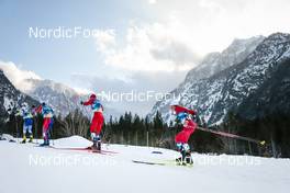 24.02.2023, Planica, Slovenia (SLO): William Poromaa (SWE), Jules Lapierre (FRA), Paal Golberg (NOR), Johannes Hoesflot Klaebo (NOR), (l-r)  - FIS nordic world ski championships cross-country, skiathlon men, Planica (SLO). www.nordicfocus.com. © Modica/NordicFocus. Every downloaded picture is fee-liable.