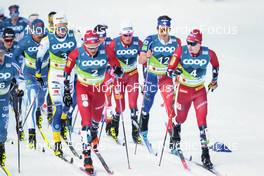 24.02.2023, Planica, Slovenia (SLO): William Poromaa (SWE), Johannes Hoesflot Klaebo (NOR), Clement Parisse (FRA), (l-r)  - FIS nordic world ski championships cross-country, skiathlon men, Planica (SLO). www.nordicfocus.com. © Modica/NordicFocus. Every downloaded picture is fee-liable.