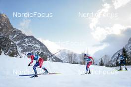 24.02.2023, Planica, Slovenia (SLO): Jules Lapierre (FRA), Clement Parisse (FRA), Friedrich Moch (GER), (l-r)  - FIS nordic world ski championships cross-country, skiathlon men, Planica (SLO). www.nordicfocus.com. © Modica/NordicFocus. Every downloaded picture is fee-liable.