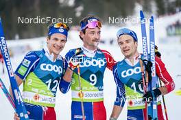 24.02.2023, Planica, Slovenia (SLO): Clement Parisse (FRA), Hugo Lapalus (FRA), Jules Lapierre (FRA), (l-r)  - FIS nordic world ski championships cross-country, skiathlon men, Planica (SLO). www.nordicfocus.com. © Modica/NordicFocus. Every downloaded picture is fee-liable.