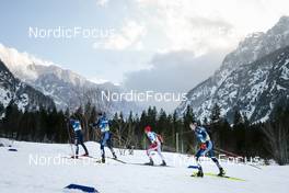 24.02.2023, Planica, Slovenia (SLO): Scott Patterson (USA), Jonas Dobler (GER), Jonas Baumann (SUI), Albert Kuchler (GER), (l-r)  - FIS nordic world ski championships cross-country, skiathlon men, Planica (SLO). www.nordicfocus.com. © Modica/NordicFocus. Every downloaded picture is fee-liable.