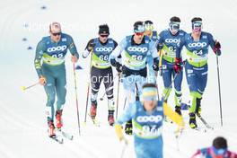 24.02.2023, Planica, Slovenia (SLO): Fredrik Fodstad (COL), Jost Mulej (SLO), Izidor Karnicar (SLO), (l-r)  - FIS nordic world ski championships cross-country, skiathlon men, Planica (SLO). www.nordicfocus.com. © Modica/NordicFocus. Every downloaded picture is fee-liable.
