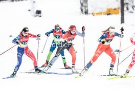 26.02.2023, Planica, Slovenia (SLO): Melissa Gal (FRA), Anja Mandeljc (SLO), Dahria Beatty (CAN), Adela Novakova (CZE), (l-r)  - FIS nordic world ski championships cross-country, team sprint, Planica (SLO). www.nordicfocus.com. © Modica/NordicFocus. Every downloaded picture is fee-liable.
