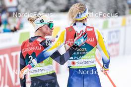 26.02.2023, Planica, Slovenia (SLO): Jessie Diggins (USA), Emma Ribom (SWE), (l-r)  - FIS nordic world ski championships cross-country, team sprint, Planica (SLO). www.nordicfocus.com. © Modica/NordicFocus. Every downloaded picture is fee-liable.