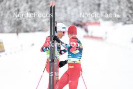 26.02.2023, Planica, Slovenia (SLO): Johannes Hoesflot Klaebo (NOR), Paal Golberg (NOR), (l-r)  - FIS nordic world ski championships cross-country, team sprint, Planica (SLO). www.nordicfocus.com. © Modica/NordicFocus. Every downloaded picture is fee-liable.