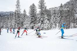 26.02.2023, Planica, Slovenia (SLO): Antoine Cyr (CAN), Ludek Seller (CZE), Calle Halfvarsson (SWE), Francesco De Fabiani (ITA), (l-r)  - FIS nordic world ski championships cross-country, team sprint, Planica (SLO). www.nordicfocus.com. © Modica/NordicFocus. Every downloaded picture is fee-liable.