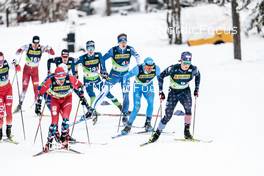 26.02.2023, Planica, Slovenia (SLO): Paal Golberg (NOR), Vili Crv (SLO), Niilo Moilanen (FIN), Francesco De Fabiani (ITA), James Clinton Schoonmaker (USA), (l-r)  - FIS nordic world ski championships cross-country, team sprint, Planica (SLO). www.nordicfocus.com. © Modica/NordicFocus. Every downloaded picture is fee-liable.