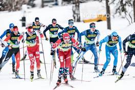 26.02.2023, Planica, Slovenia (SLO): Antoine Cyr (CAN), Maciej Starega (POL), Paal Golberg (NOR), Vili Crv (SLO), Niilo Moilanen (FIN), Francesco De Fabiani (ITA), (l-r)  - FIS nordic world ski championships cross-country, team sprint, Planica (SLO). www.nordicfocus.com. © Modica/NordicFocus. Every downloaded picture is fee-liable.