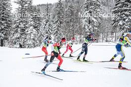 26.02.2023, Planica, Slovenia (SLO): Ludek Seller (CZE), Antoine Cyr (CAN), Calle Halfvarsson (SWE), James Clinton Schoonmaker (USA), (l-r)  - FIS nordic world ski championships cross-country, team sprint, Planica (SLO). www.nordicfocus.com. © Modica/NordicFocus. Every downloaded picture is fee-liable.