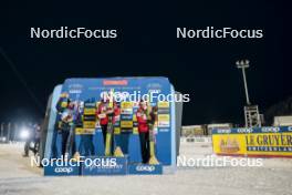 24.11.2023, Ruka, Finland (FIN): Richard Jouve (FRA), Erik Valnes (NOR), Johannes Hoesflot Klaebo (NOR), (l-r) - FIS world cup cross-country, individual sprint, Ruka (FIN). www.nordicfocus.com. © Modica/NordicFocus. Every downloaded picture is fee-liable.