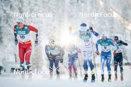 24.11.2023, Ruka, Finland (FIN): James Clinton Schoonmaker (USA), Joni Maki (FIN), Federico Pellegrino (ITA), (l-r)  - FIS world cup cross-country, individual sprint, Ruka (FIN). www.nordicfocus.com. © Modica/NordicFocus. Every downloaded picture is fee-liable.