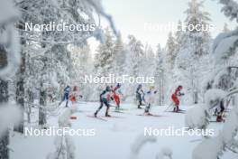 26.11.2023, Ruka, Finland (FIN): Pia Fink (GER), Astrid Oeyre Slind (NOR), Katharina Hennig (GER), Emma Ribom (SWE), Lotta Udnes Weng (NOR), (l-r)  - FIS world cup cross-country, mass, Ruka (FIN). www.nordicfocus.com. © Modica/NordicFocus. Every downloaded picture is fee-liable.