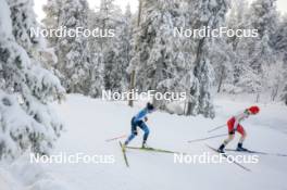 26.11.2023, Ruka, Finland (FIN): Rebecca Immonen (FIN), Nadine Faehndrich (SUI), (l-r)  - FIS world cup cross-country, mass, Ruka (FIN). www.nordicfocus.com. © Modica/NordicFocus. Every downloaded picture is fee-liable.