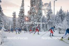 26.11.2023, Ruka, Finland (FIN): William Poromaa (SWE), Federico Pellegrino (ITA), Beda Klee (SUI), Jan Thomas Jenssen (NOR), Michal Novak (CZE), (l-r)  - FIS world cup cross-country, mass, Ruka (FIN). www.nordicfocus.com. © Modica/NordicFocus. Every downloaded picture is fee-liable.