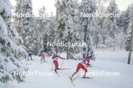 26.11.2023, Ruka, Finland (FIN): Julia Kern (USA), Katerina Janatova (CZE), Kristin Austgulen Fosnaes (NOR), Teresa Stadlober (AUT), Novie Mccabe (USA), (l-r)  - FIS world cup cross-country, mass, Ruka (FIN). www.nordicfocus.com. © Modica/NordicFocus. Every downloaded picture is fee-liable.