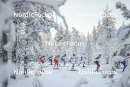 26.11.2023, Ruka, Finland (FIN): Moa Lundgren (SWE), Linn Svahn (SWE), Katherine Stewart-Jones (CAN), (l-r)  - FIS world cup cross-country, mass, Ruka (FIN). www.nordicfocus.com. © Modica/NordicFocus. Every downloaded picture is fee-liable.