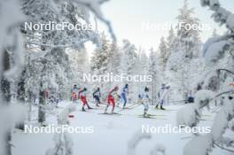26.11.2023, Ruka, Finland (FIN): Kristin Austgulen Fosnaes (NOR), Juliette Ducordeau (FRA), Teresa Stadlober (AUT), Kerttu Niskanen (FIN), Moa Lundgren (SWE), Linn Svahn (SWE), (l-r)  - FIS world cup cross-country, mass, Ruka (FIN). www.nordicfocus.com. © Modica/NordicFocus. Every downloaded picture is fee-liable.