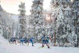 26.11.2023, Ruka, Finland (FIN): Joni Maki (FIN), Ben Ogden (USA), Thomas Maloney Westgaard (IRL), (l-r)  - FIS world cup cross-country, mass, Ruka (FIN). www.nordicfocus.com. © Modica/NordicFocus. Every downloaded picture is fee-liable.