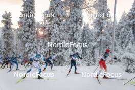 26.11.2023, Ruka, Finland (FIN): William Poromaa (SWE), Hugo Lapalus (FRA), Federico Pellegrino (ITA), Beda Klee (SUI), (l-r)  - FIS world cup cross-country, mass, Ruka (FIN). www.nordicfocus.com. © Modica/NordicFocus. Every downloaded picture is fee-liable.