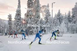 26.11.2023, Ruka, Finland (FIN): Oskari Hokka (FIN), Perttu Hyvarinen (FIN), Miha Simenc (SLO), (l-r)  - FIS world cup cross-country, mass, Ruka (FIN). www.nordicfocus.com. © Modica/NordicFocus. Every downloaded picture is fee-liable.