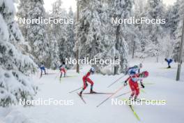 26.11.2023, Ruka, Finland (FIN): Kristin Austgulen Fosnaes (NOR), Novie Mccabe (USA), Teresa Stadlober (AUT), (l-r)  - FIS world cup cross-country, mass, Ruka (FIN). www.nordicfocus.com. © Modica/NordicFocus. Every downloaded picture is fee-liable.