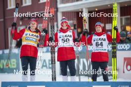 02.12.2023, Gaellivare, Sweden (SWE): Harald Oestberg Amundsen (NOR), Paal Golberg (NOR), Iver Tildheim Andersen (NOR), (l-r) - FIS world cup cross-country, 10km, Gaellivare (SWE). www.nordicfocus.com. © Modica/NordicFocus. Every downloaded picture is fee-liable.