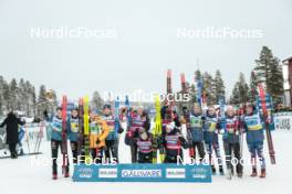 03.12.2023, Gaellivare, Sweden (SWE): Victoria Carl (GER), Pia Fink (GER), Katharina Hennig (GER), Laura Gimmler (GER), Moa Lundgren (SWE), Emma Ribom (SWE), Ebba Andersson (SWE), Moa Ilar (SWE), Jessie Diggins (USA), Rosie Brennan (USA), Sophia Laukli (USA), Julia Kern (USA), (l-r) - FIS world cup cross-country, relay, Gaellivare (SWE). www.nordicfocus.com. © Modica/NordicFocus. Every downloaded picture is fee-liable.