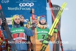 03.12.2023, Gaellivare, Sweden (SWE): Albert Kuchler (GER), Friedrich Moch (GER), Janosch Brugger (GER), Anian Sossau (GER), (l-r)  - FIS world cup cross-country, relay, Gaellivare (SWE). www.nordicfocus.com. © Modica/NordicFocus. Every downloaded picture is fee-liable.