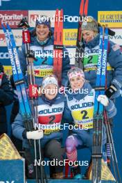 03.12.2023, Gaellivare, Sweden (SWE): Jessie Diggins (USA), Sophia Laukli (USA), Rosie Brennan (USA), Julia Kern (USA), (l-r)  - FIS world cup cross-country, relay, Gaellivare (SWE). www.nordicfocus.com. © Modica/NordicFocus. Every downloaded picture is fee-liable.