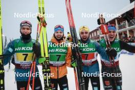 03.12.2023, Gaellivare, Sweden (SWE): Friedrich Moch (GER), Albert Kuchler (GER), Janosch Brugger (GER), Anian Sossau (GER), (l-r)  - FIS world cup cross-country, relay, Gaellivare (SWE). www.nordicfocus.com. © Modica/NordicFocus. Every downloaded picture is fee-liable.