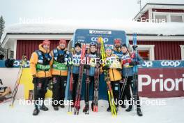03.12.2023, Gaellivare, Sweden (SWE): Victoria Carl (GER), Pia Fink (GER), Katharina Hennig (GER), Laura Gimmler (GER), (l-r)  - FIS world cup cross-country, relay, Gaellivare (SWE). www.nordicfocus.com. © Modica/NordicFocus. Every downloaded picture is fee-liable.