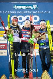 09.12.2023, Oestersund, Sweden (SWE): Kristine Stavaas Skistad (NOR), Emma Ribom (SWE), Linn Svahn (SWE), (l-r) - FIS world cup cross-country, individual sprint, Oestersund (SWE). www.nordicfocus.com. © Modica/NordicFocus. Every downloaded picture is fee-liable.
