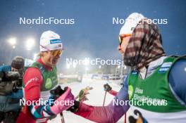09.12.2023, Oestersund, Sweden (SWE): Johannes Hoesflot Klaebo (NOR), Ben Ogden (USA), (l-r)  - FIS world cup cross-country, individual sprint, Oestersund (SWE). www.nordicfocus.com. © Modica/NordicFocus. Every downloaded picture is fee-liable.