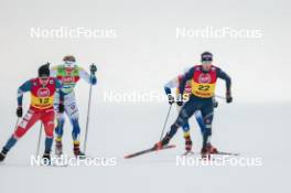 15.12.2023, Trondheim, Norway (NOR): Michal Novak (CZE), Edvin Anger (SWE), Federico Pellegrino (ITA), (l-r)  - FIS world cup cross-country, individual sprint, Trondheim (NOR). www.nordicfocus.com. © Modica/NordicFocus. Every downloaded picture is fee-liable.