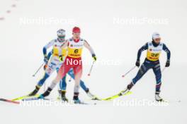 15.12.2023, Trondheim, Norway (NOR): Linn Svahn (SWE), Nadine Faehndrich (SUI), Lena Quintin (FRA), (l-r)  - FIS world cup cross-country, individual sprint, Trondheim (NOR). www.nordicfocus.com. © Modica/NordicFocus. Every downloaded picture is fee-liable.