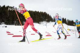 16.12.2023, Trondheim, Norway (NOR): Teresa Stadlober (AUT), Emma Ribom (SWE), (l-r)  - FIS world cup cross-country, skiathlon, Trondheim (NOR). www.nordicfocus.com. © Modica/NordicFocus. Every downloaded picture is fee-liable.