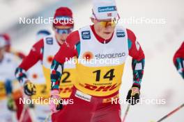 16.12.2023, Trondheim, Norway (NOR): Johannes Hoesflot Klaebo (NOR) - FIS world cup cross-country, skiathlon, Trondheim (NOR). www.nordicfocus.com. © Modica/NordicFocus. Every downloaded picture is fee-liable.