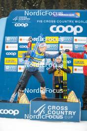 16.12.2023, Trondheim, Norway (NOR): Jessie Diggins (USA), Ebba Andersson (SWE), Heidi Weng (NOR), (l-r) - FIS world cup cross-country, skiathlon, Trondheim (NOR). www.nordicfocus.com. © Modica/NordicFocus. Every downloaded picture is fee-liable.